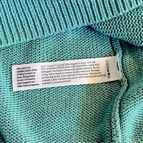 Eileen Fisher Silk Blend Knit Sweater Top Long Sleeve Size Large Colour Seaside - Picture 13 of 13